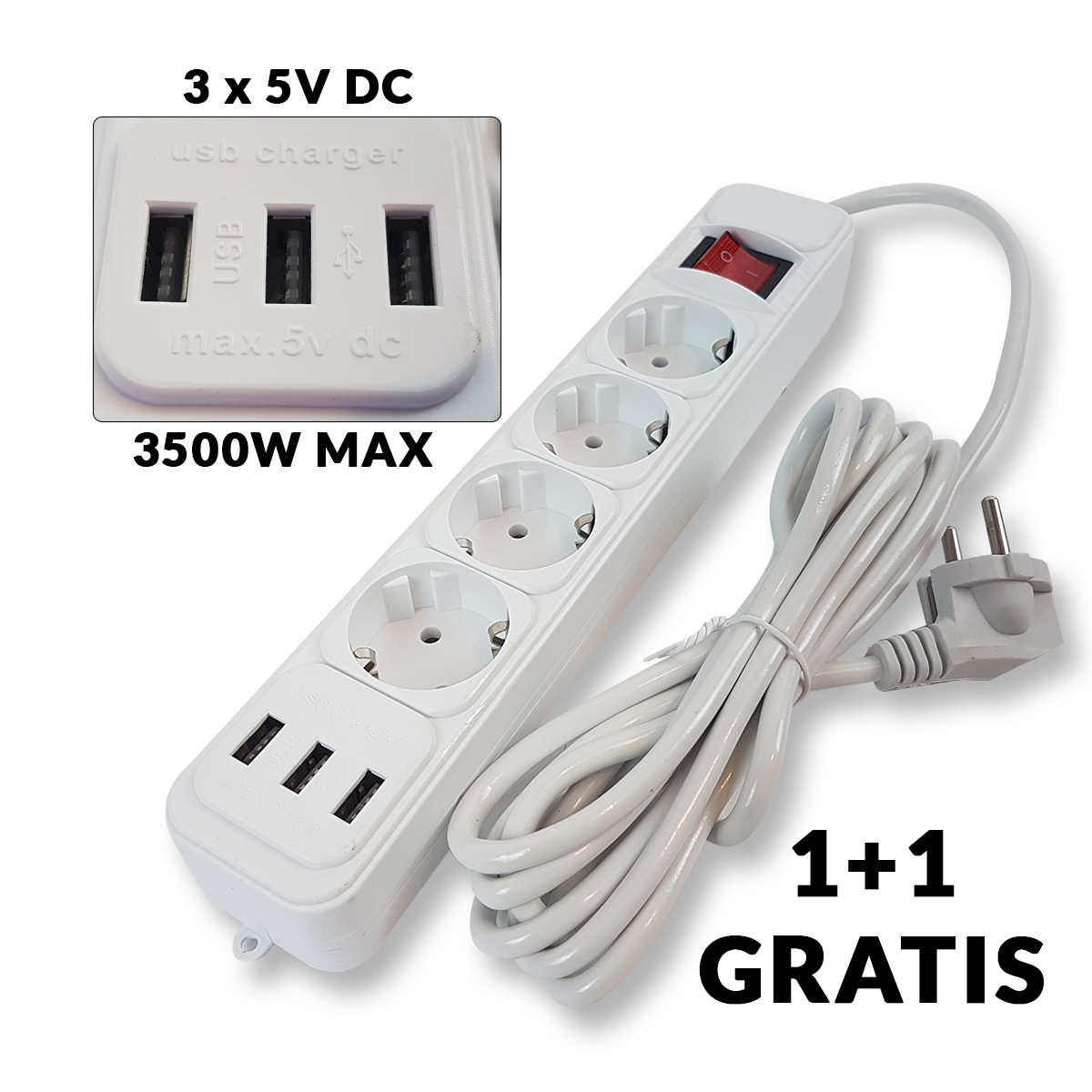 Produžni kabel sa 3x USB izlaza Front 1