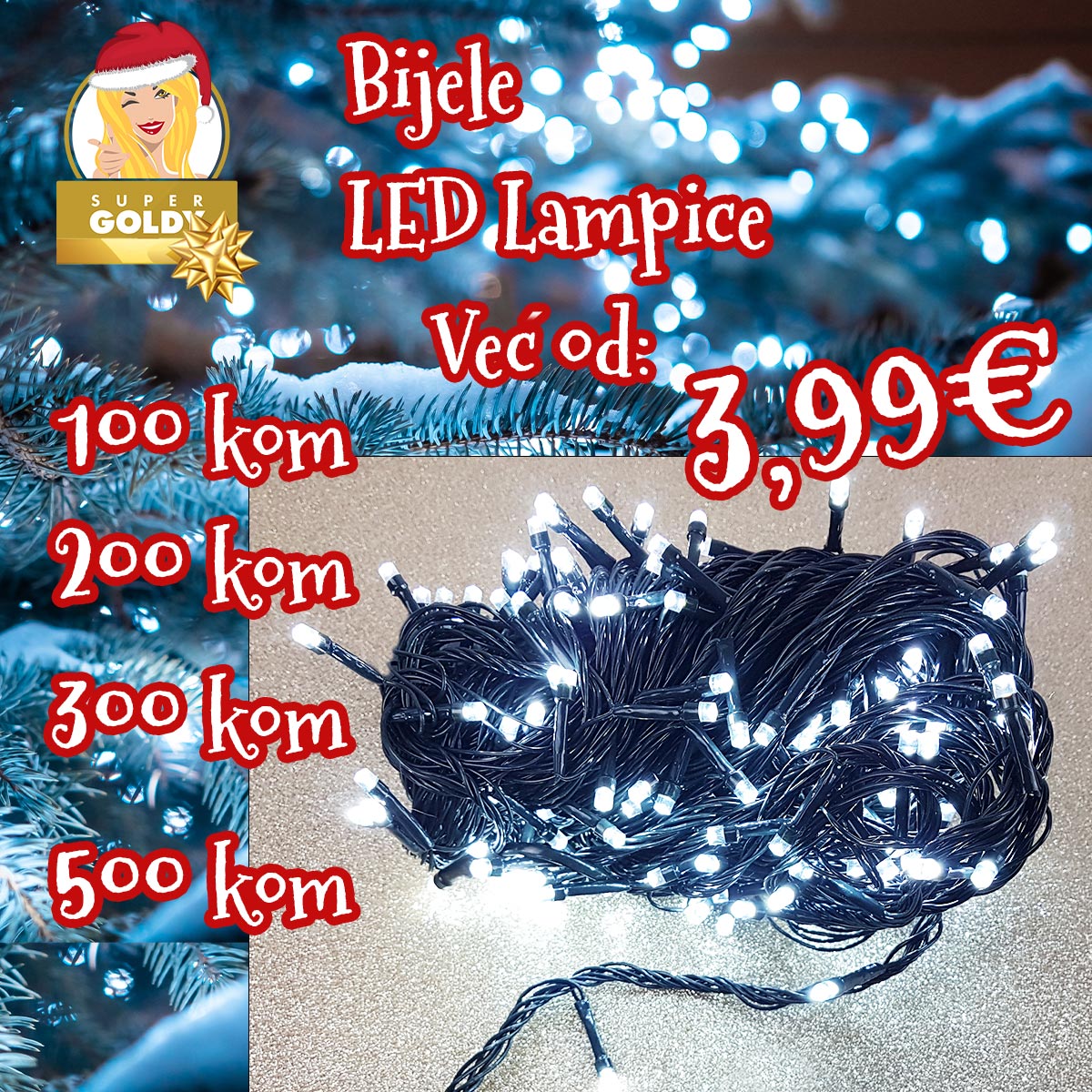 Bijele LED lampice 2024