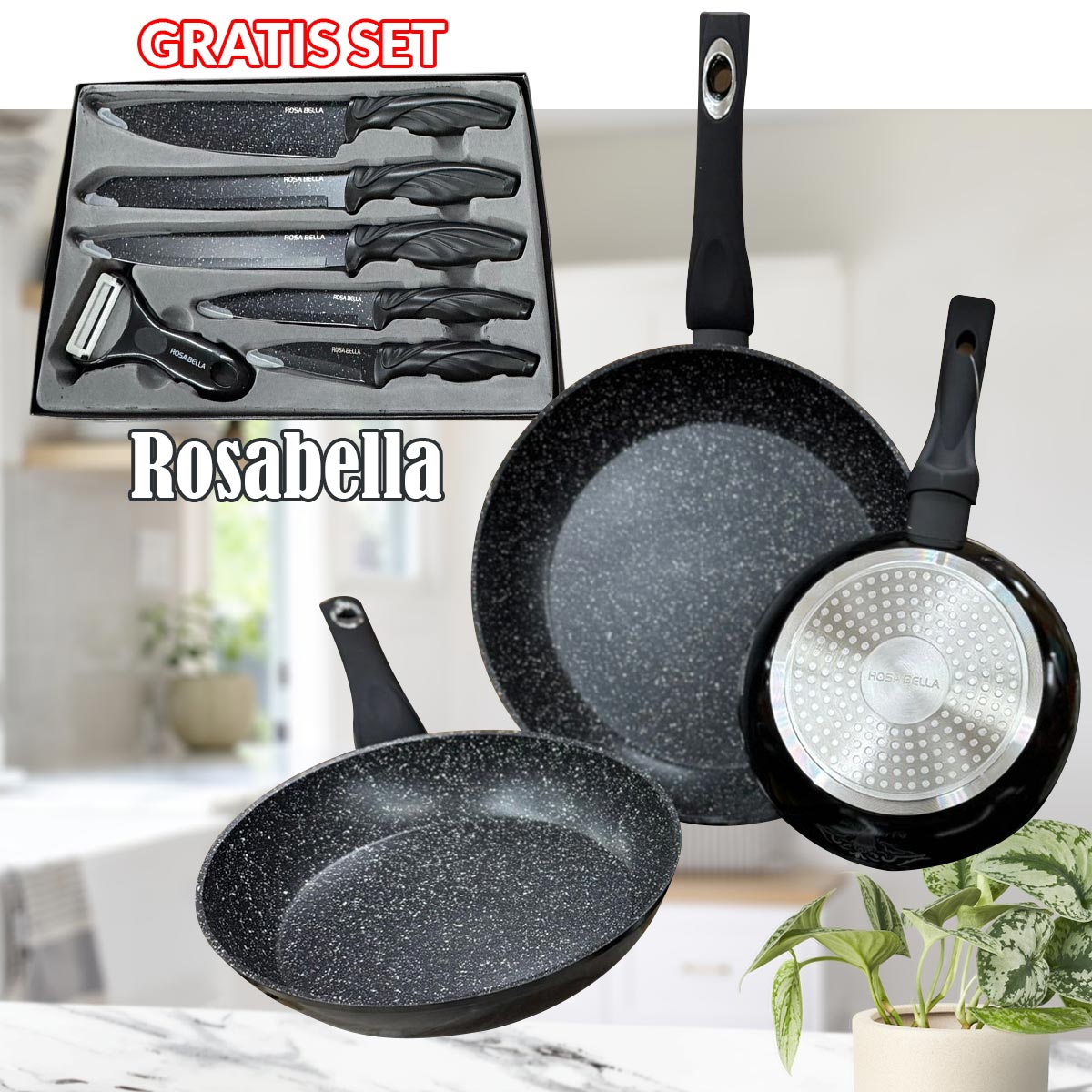 Set od 3 Non-Stick Tave sa GRATIS setom noževa