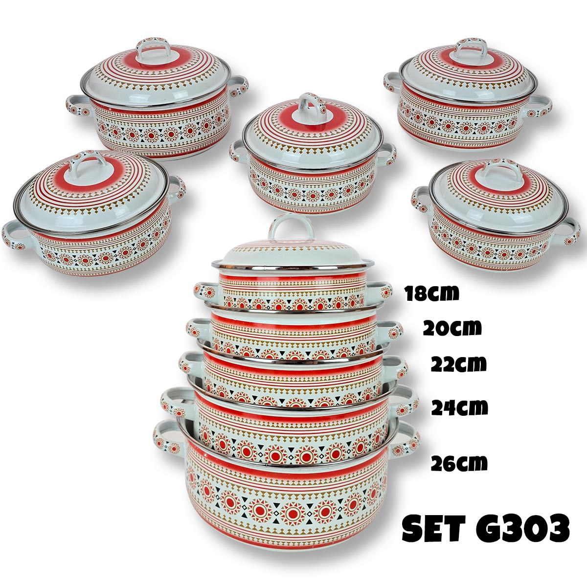 Set emajliranog posuđa - 10 dijelni Turski dizajn G303 Front 1