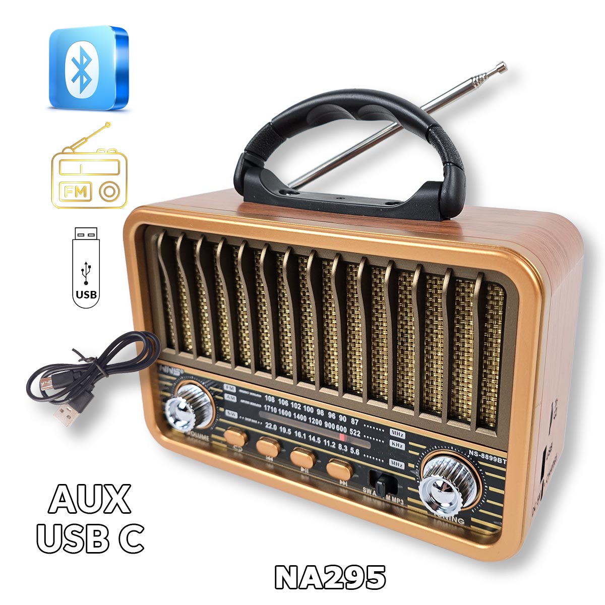 Retro Bluetooth radio NA295 Front 1