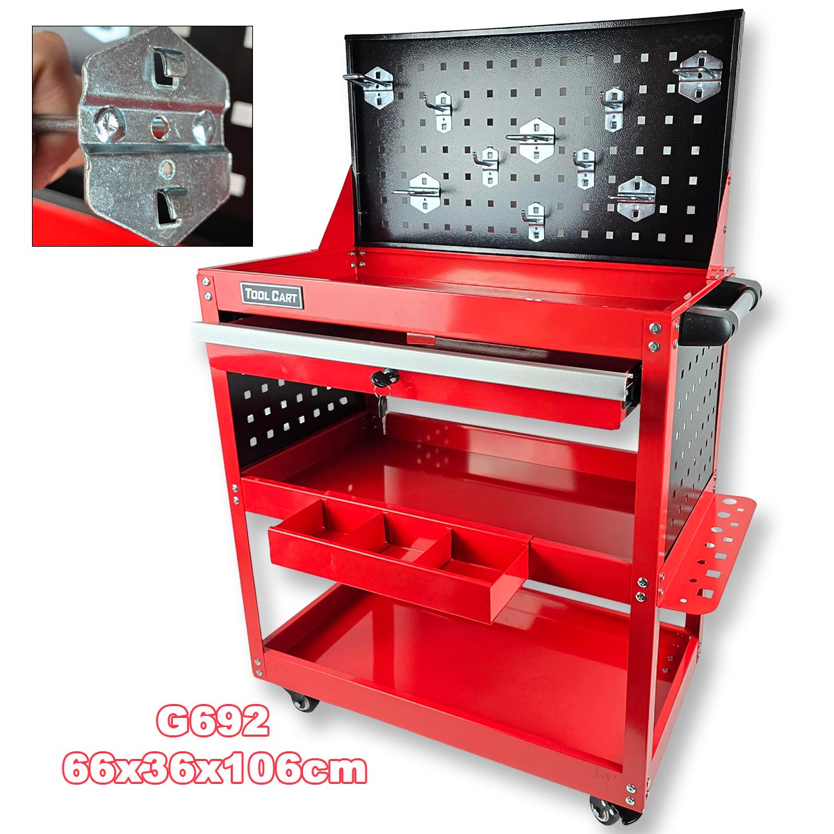Metalna kolica za alat sa ladicom G692 Front 1