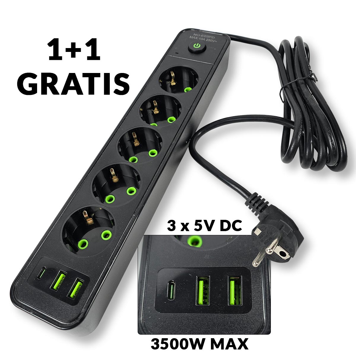 Produžni kabel sa 3x USB izlaza G623 Front 1