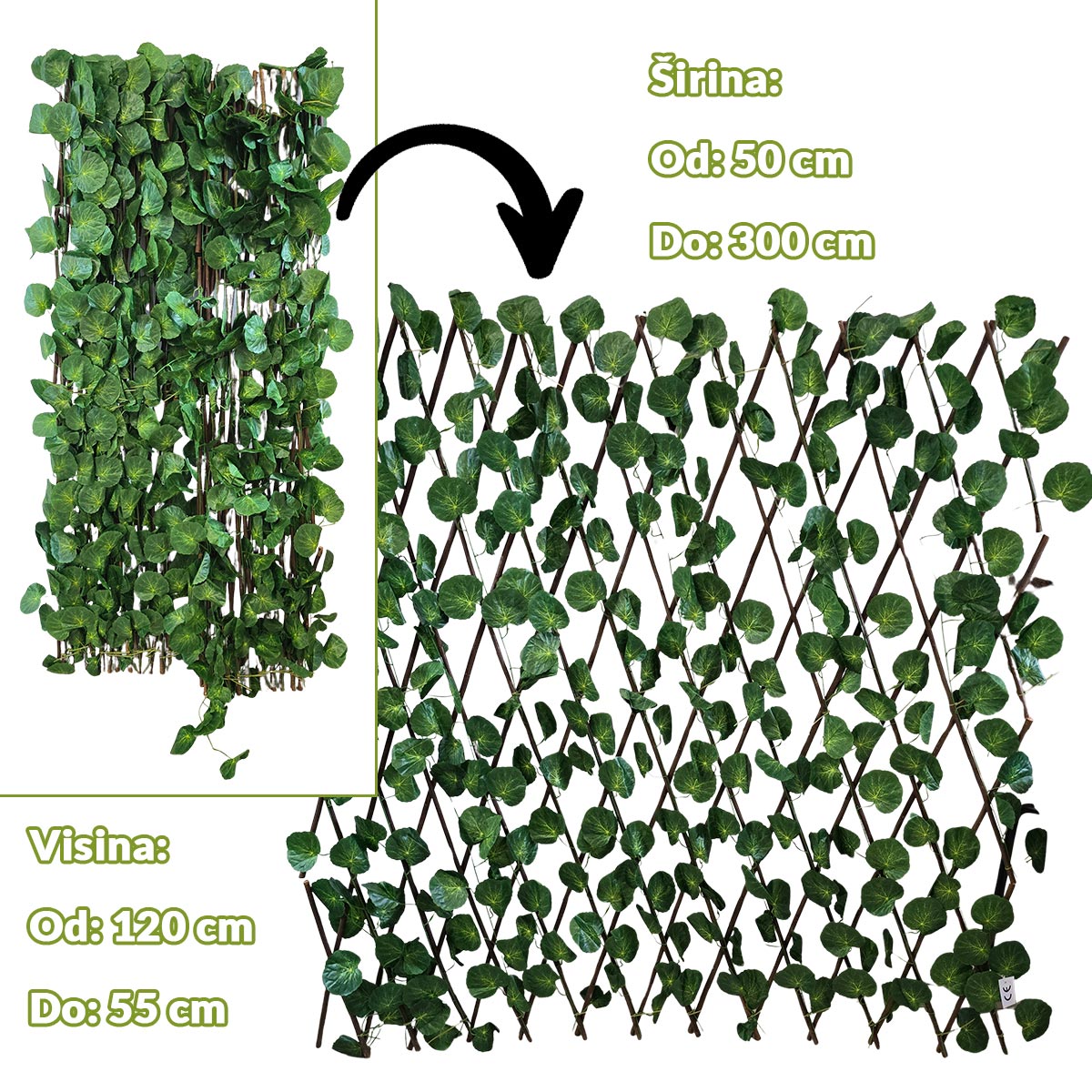 Umjetna ograda - bršljan G702 Front 1