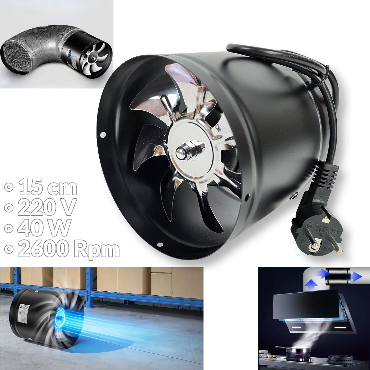 Ispušni ventilator 220V 15cm G763 Front 1