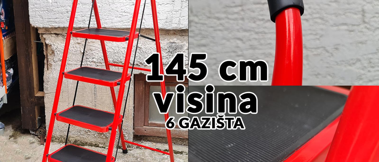 Kućne aluminijske ljestve - 6 gazišta G185 Front 1