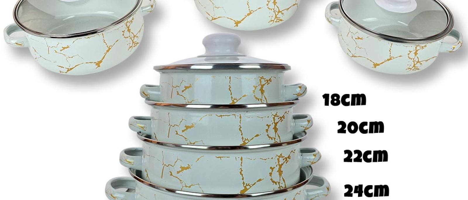 Set emajliranog posuđa - 10 dijelni Bijeli Mramor G304 Front 1