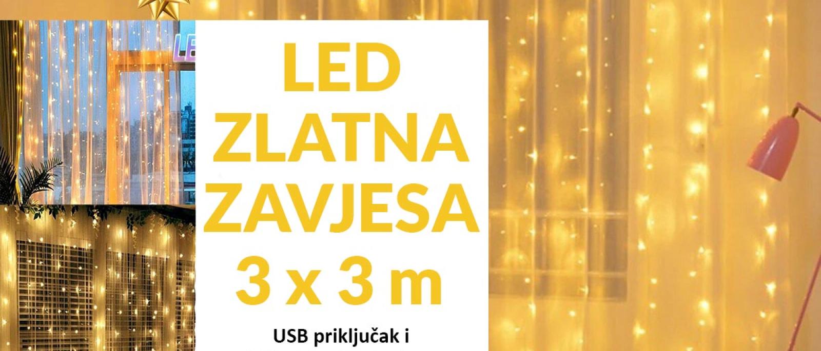 LED zlatna zavjesa 3x3 sa USB priključkom samo 999
