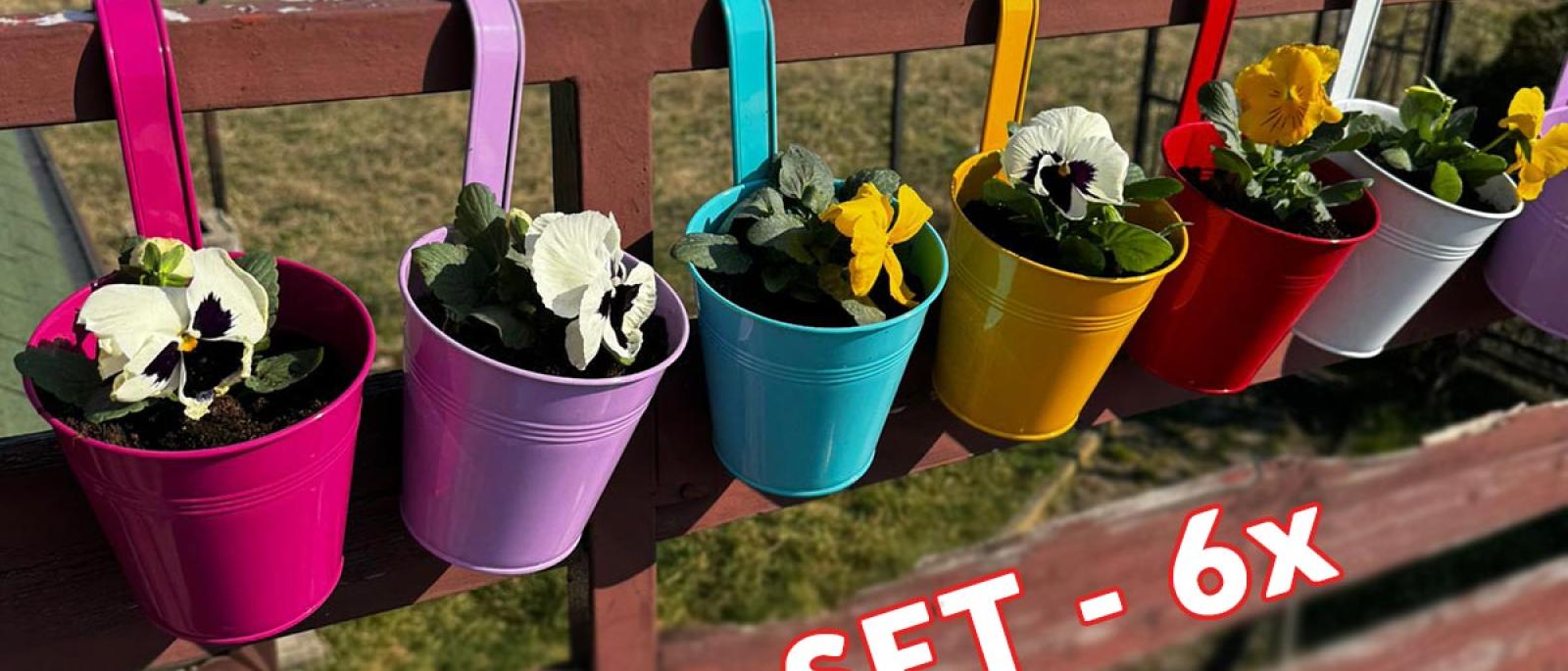 Vrtne metalne posude za cvijeće - 6 okruglih G719 Front 1