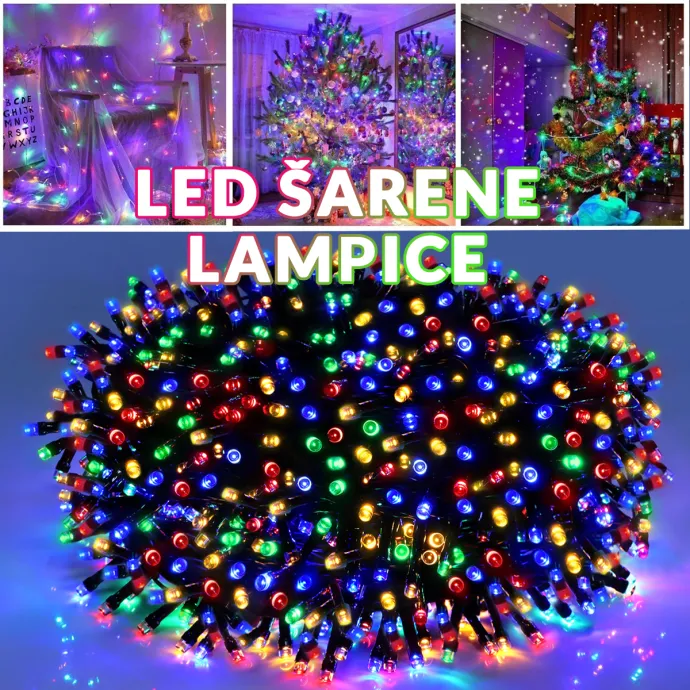 LED Božićne lampice ŠARENE