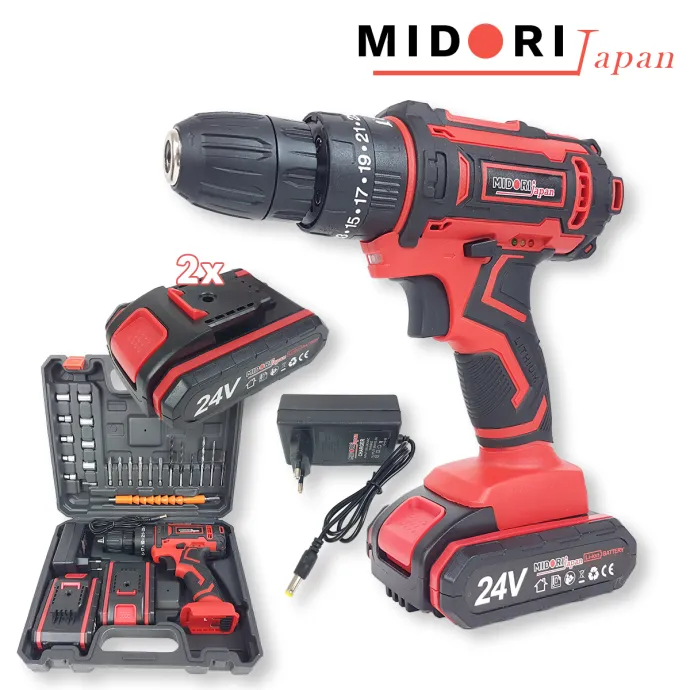 Midori Japan Aku bušilica sa čekićem i setom alata 040