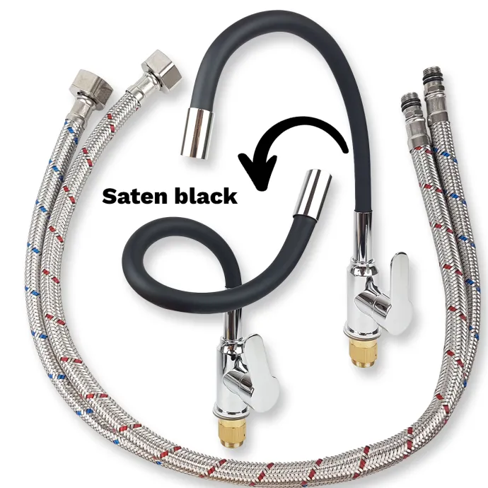 Fleksibilna crna slavina - kuhinjska