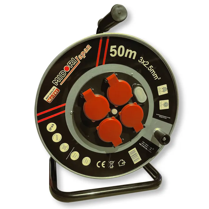 Produžni kabel na kolutu 50m Midori Japan 741