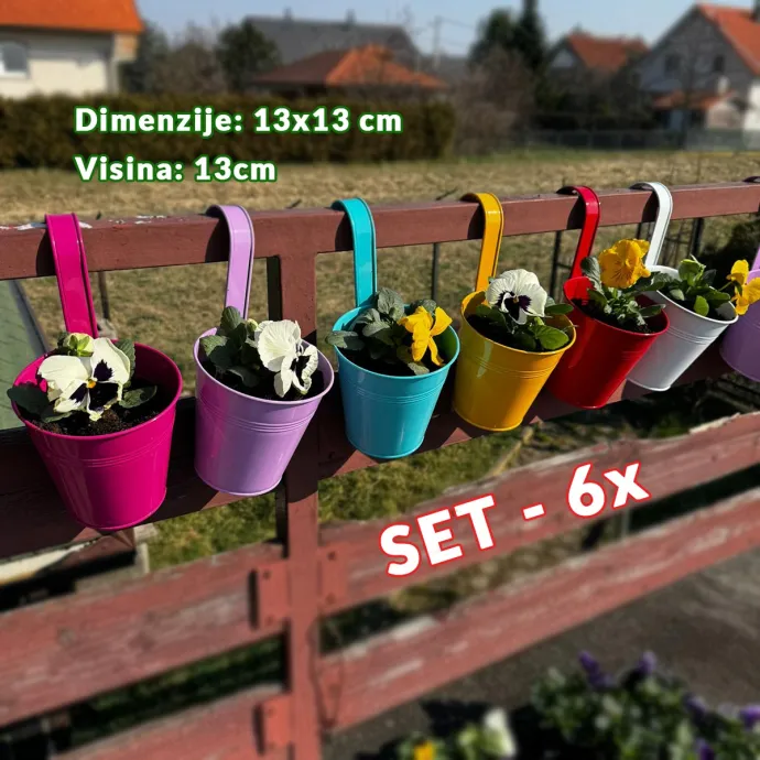 Vrtne metalne posude za cvijeće - 6 okruglih G719