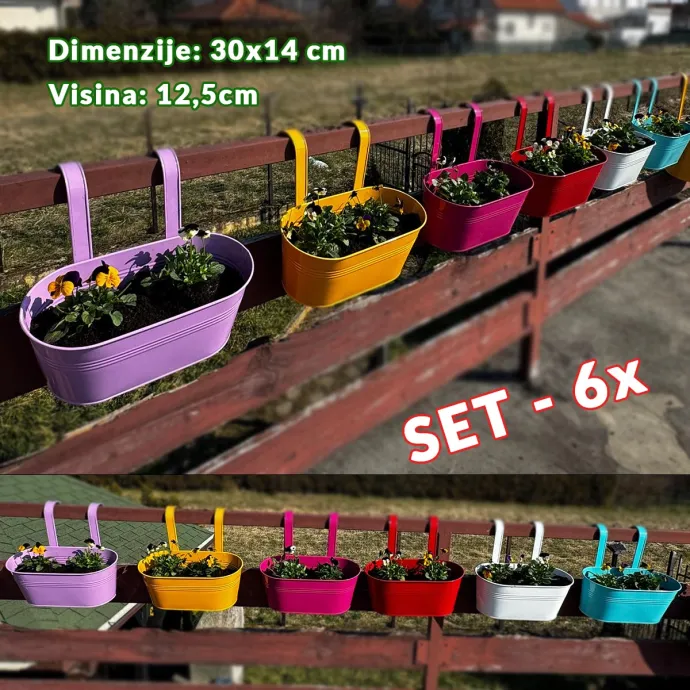 Vrtne metalne posude za cvijeće - 6 srednjih G720