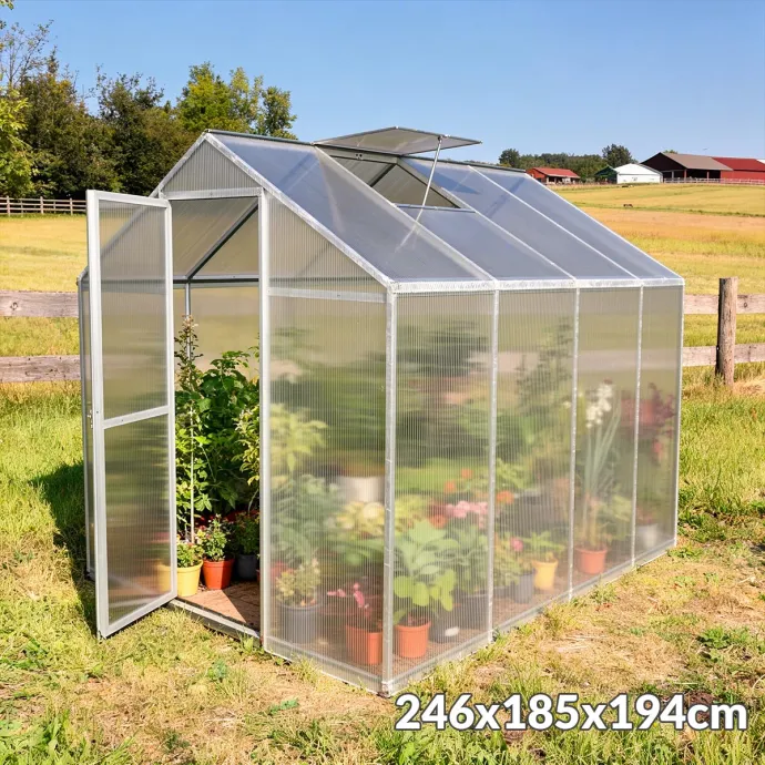 Vrtni staklenik od aluminija 246x185x194cm GHX0806