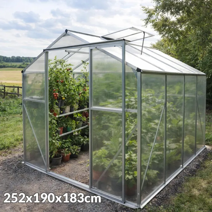 Vrtni staklenik od aluminija 252x190x183cm GH0806