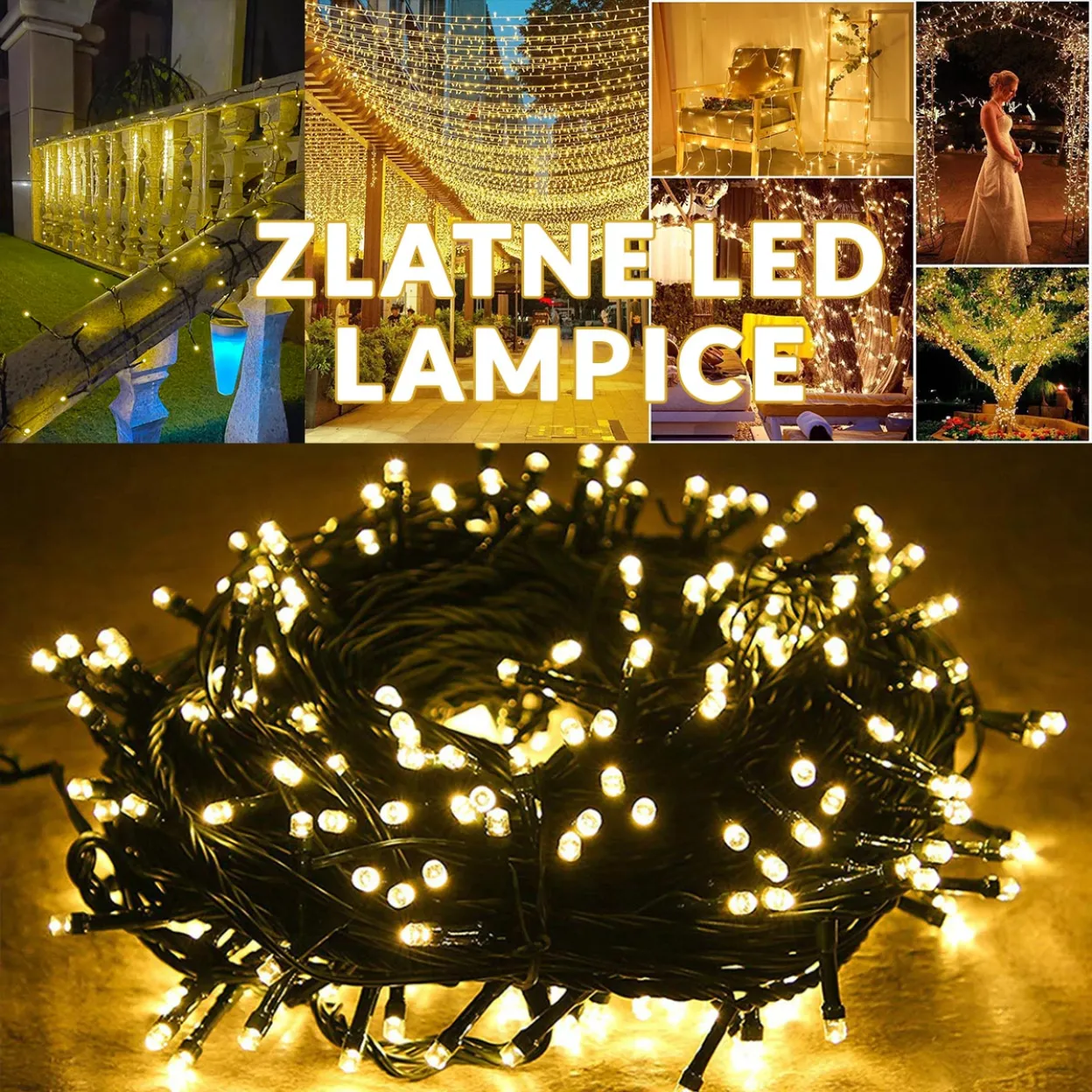 LED Božićne lampice ZLATNE