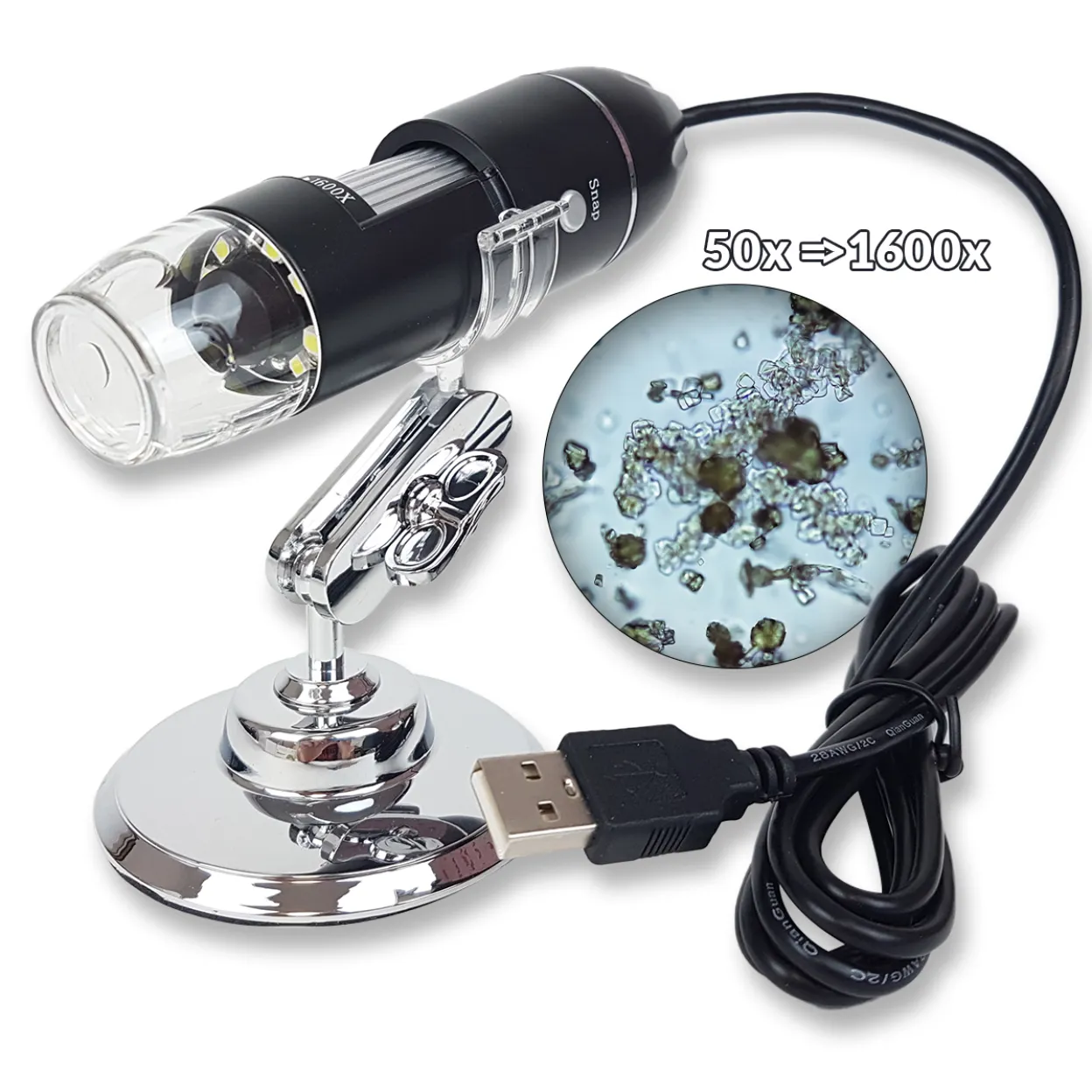 USB digitalni mikroskop 1600x povečanje 146