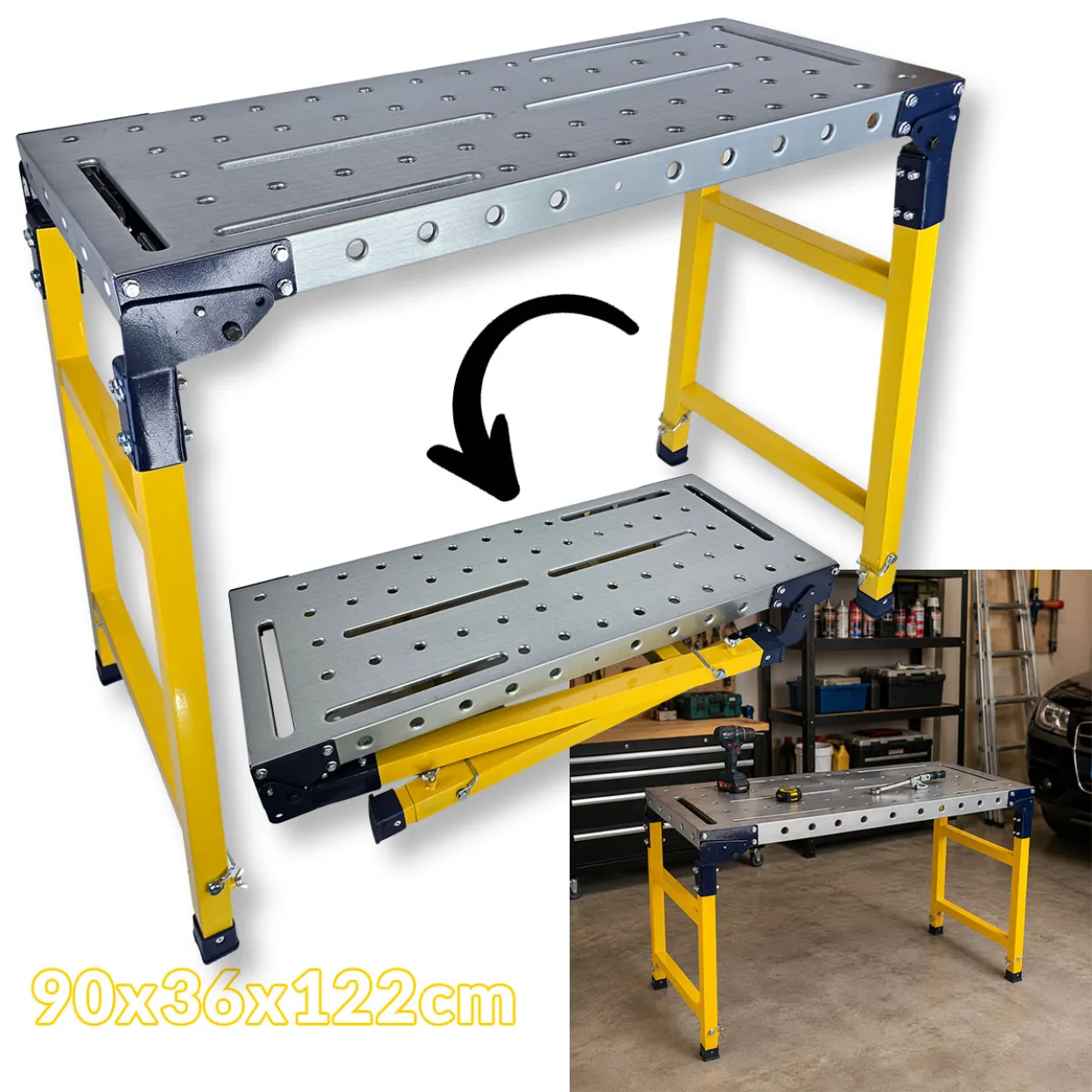 Metalni sklopivi radni stol 90x36x122cm NA-342